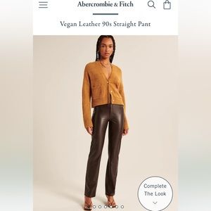Abercrombie Vegan Leather 90s Straight Pants in Dark Brown